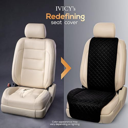 Faux Linen Front Car Seat Cover – Non-Slip Bucket Seat Protector for Most Cars, SUVs, Vans & Trucks – 1 Seat Cover, Machine Washable, Side-Airbag Friendly, Black - color: BLACK WS LN