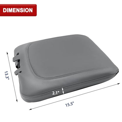 KBH Center Console Armrest Cover Replacement for 2013-2018 Ram 1500, 2013-2025 Ram 1500 Classic/2500/3500, 40/20/40 Jump Seat, Vinyl Leather, Anti-Scratch, Gray