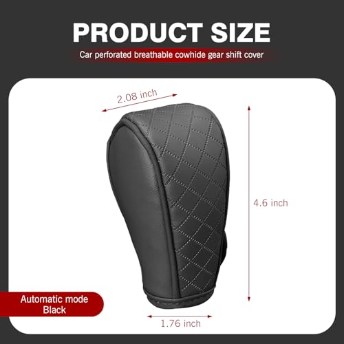 Car Gear Shift Knob Cover, Soft Leather Car Stick Shift Konb Cover, Anti-Slip Auto Konb Gear Shift Stick Protector, Universal Car Shift Protector Decorative Accessories for Most Cars (Black)