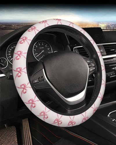 Steering Wheel Cover Accessories Neoprene Cover, Breathable Non-Slip Easy to Install Suitable for Women Men, 14.5-15.5 Inch for Car SUV Van Truck Universal - Pink Bow - color: Pink Bow