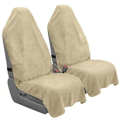 Car Seat Towel Cover, 2 Pack Universal Front Seat Protector for Cars, SUVs and Trucks, Sweat Towel Car Seat Cover for Gym, Yoga, Swimming, Pets and Family Travel, Beige - color: Beige