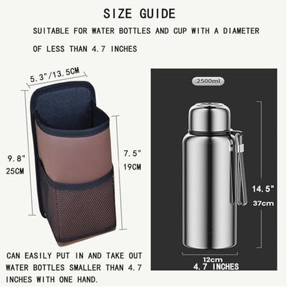 Large Car Cup Holder Expander, Fits Large 24/36/40/46oz Water Bottles, Big Drinks Holder Bag- Universal Auto Vehicle for Cars, SUV & Truck RV's Golf-carts (Black) - color: Black