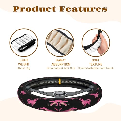 Steering Wheel Cover Accessories Neoprene Cover, Breathable Non-Slip Easy to Install Suitable for Women Men, 14.5-15.5 Inch for Car SUV Van Truck Universal - Pink Crocodile - color: Pink Crocodile