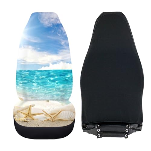 Pehede Car Seat Cover Sea ??Beach Shells Front for Cars, Easy to Install Cover Set, Accessories Auto Trucks Van SUV,2 Packs - color: Multi33