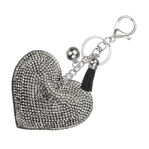 PATIKIL Rhinestone Keychains for Women, Cute Bling Heart Shape Purse Charm for Bag Handbags Car Keys - color: White-black White
