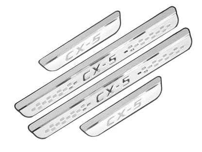 Steel Chrome Door Sill Protector for Mazda CX-5 2026 2025, Honeycomb-Pattern Accessories Plates Cover Auto Interior Accessory Kick Panels Trim Guard
