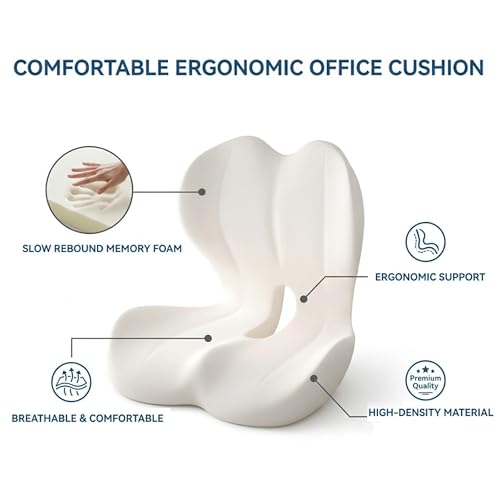 StarAneer Ultimate L-Shaped Truck Driver Seat Cushion - Ergonomic Memory Foam Back & Tailbone Support - Breathable Cool-Mesh Pressure Relief Pad for Office Chairs, Semi-Trucks, & Long-Haul Driving