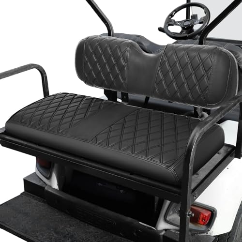 Golf Cart Rear Seat Covers for EZGO Club Car Yamaha Aftermarket Rear Seat Only-Thick Premium Marine Leather with Custom Diamond Design Comfortable/Anti-Scratch/Anti-Fading/Easy to Install - style: Fit Aftermarket Rear Seat