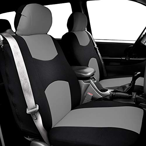 FH Group Car Seat Covers All-Purpose Built-in Seatbelt Front Set - Universal Fit for Cars, Trucks & SUVs (Gray/Black) FB351102 - color: Gray/Black - Low Back (Flat Cloth), size: Front Set