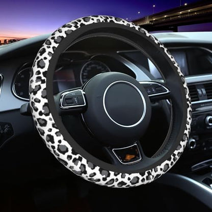 Gray Leopard Steering Wheel Cover - Leopard Print Steering Wheel Car Accessories Universal 15 Inch Steering Wheel Cover Women Men Neoprene Anti Slip Breathable Wheel Cover Protector - color: Gray Leopard
