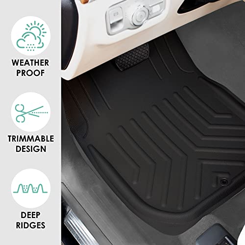 FH Group Faux Leather Deep Dish Car Floor Mats – Trim-to-Fit, Universal Fit Full Set Automotive Floor Mats for Cars, SUVs & Trucks, Durable All-Weather Interior Protection, Black - color: BLACK