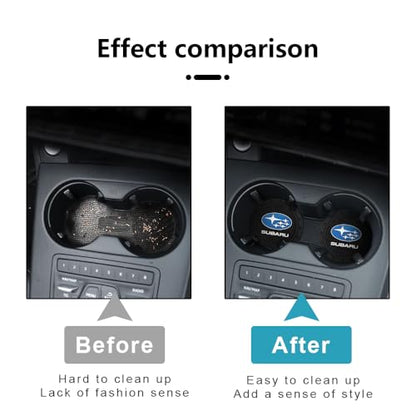 Car Cup Holder Coaster for Subaru Legacy Outback XV Crosstrek 16-up WRX STi Cupholder Coaster Interior Accessories 2.75in 2Pieces Black - color: Black-01