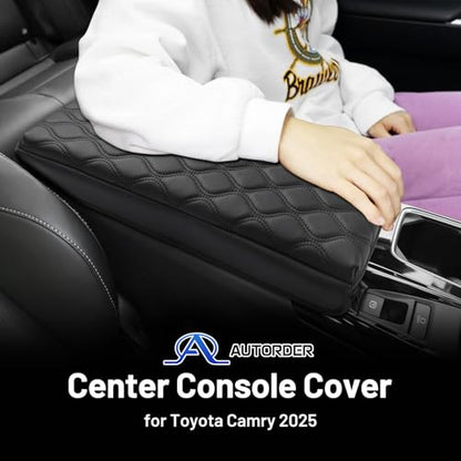 Autorder Center Console Cover for 2025-2026 Toyota Camry Accessories Armrest Cushion Cover Nappa Leather Middle Console Covers Camry Console Cushion Pad Anti-Scratch - size: 25+ Camry Armrest Cushion