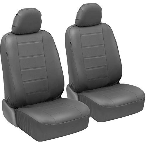 carXS Gray Leather Car Seat Covers Front Seats Only, 4-Piece Faux Leather Seat Covers for Cars, Includes Front Seat Covers, Automotive Seat Covers for Trucks SUV - color: Gray, size: Front Seat Covers
