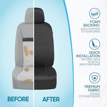 BDK PolyPro Car Seat Covers Full Set in Solid Charcoal – Front and Rear Split Bench Seat Covers for Cars, Easy to Install, Accessories for Auto Trucks Van SUV - color: Solid Gray