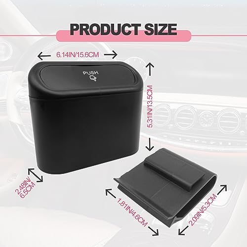 Car Trash Can with Lid Leakproof Mini Vehicle Trash Bin and One Roll Plastic Trash Bag Automotive Garbage Container Bin for Vehicle Home Office (Black)