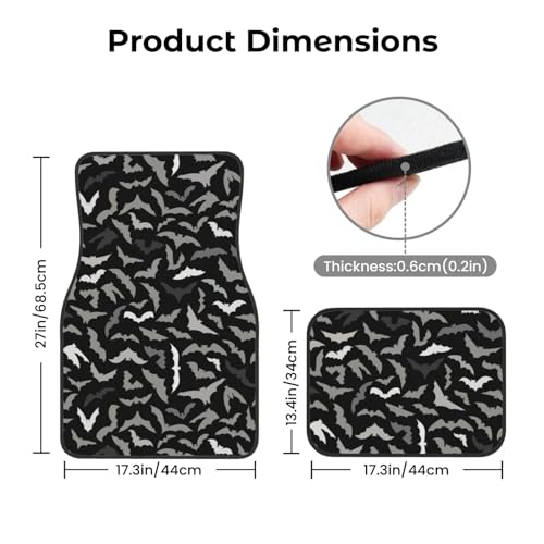 4 Pcs Waterproof Car Floor Mats - Anti-Slip Car Mats Full Set Gray Flying Bats Halloween Universal Fit Car Carpet, Car Accessories Interior for Car, Truck, SUV