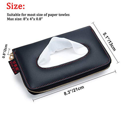 Fredyusu Car Tissue Holder, Car Visor Tissue Holder, Perfect Solid Color Auto Tissue Box, Tissue case Holder for car (Black) - color: Black