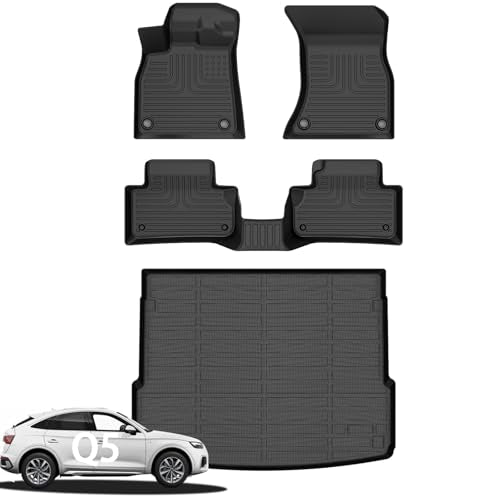 Wayhigh® Floor Mats & Cargo Liner for Audi Q5/SQ5 (Include Sportback) (Not for PHEV) 2018-2025, All Weather TPE Waterproof Heavy Duty, Floor Mats Custom Fit for Q5 Accessories - style: 2) For Audi Q5 / 2018-2025 / Mats Set