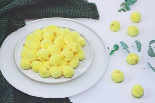 Tupalizy 50PCS Fluffy Pom Poms Charms Soft Fuzzy Faux Fur Puff Ball Pendant for Keychains Bracelets Earrings Jewelry Making Tassels Bags DIY Crafts Party Favors Gifts Accessories - color: Bright Yellow
