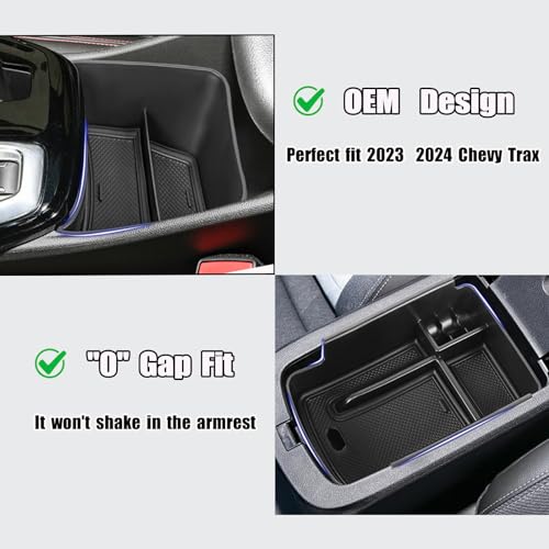 Center Console Organizer Compatible with 2024 2025 2026 Chevy Trax Armrest Storage Box and Center Console Middle Storage Tray Insert Secondary Interior Accessories