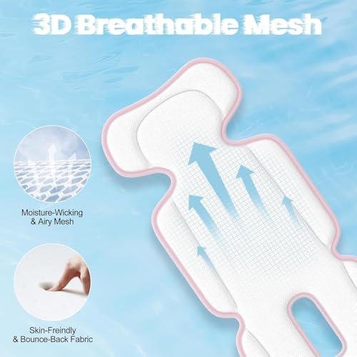 Baby Stroller Cooling Pad, Up to 10H Cooling, 10000 mAh Rechargeable Car Seat Liner with 2 Built-in Blower, 3 Speed, Summer Essentials for Baby Girl Boy, Cooling Cushion for Toddler Outdoors, Pink - color: Pink