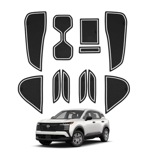 Door Slot Pad for Nissan Kicks (S/SV/SR) 2025 2026 – 11PCS Anti-Slip Cup Holder Insert Liners Center Console & Door Pocket Mats (WhiteTrim)