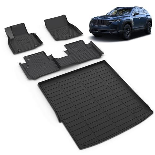 All Weather Car Floor Mats & Cargo Liner Set Fit for Mazda CX-50 Hybrid 2025-2026 Floor Liners Trunk Liner CX50 Hybrid Cargo Mat Accessories Black - style: 1)For Mazda CX-50 Hybrid 2025-2026 Full Set