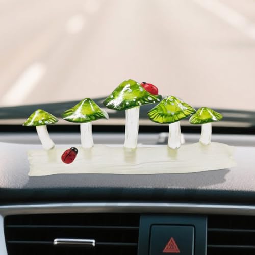 Cute Mushroom Car Dashboard Decoration, Resin Cartoon Plant Auto Center Console Ornament, Funny Vehicle Interior Decorative Accessory for Car Home Office Desk (Emerald) - color: Emerald