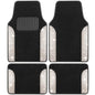 Carbella Glitter Bling Car Mats 4-Piece Set, Two-Tone Shiny Carpet Car Floor Mats, Stain-Resistant Floor Mats for Cars for Women, Universal Car Mat Set, Automotive Floor Mats - White Pearl