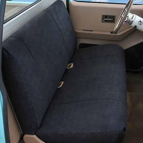ESMING Universal Heavy-Duty Textured Front Bench Seat Cover for Ford for Chevrolet for Dodge & Full Size Pickup Trucks Corduroy Fabric with Storage Pockets - Black - color: Black, size: Corduroy fabric