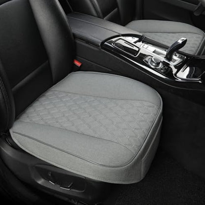 Linen Front Car Seat Cover Protector Anti-Slip Bottom Seat Cover Fits 95% of Vehicles,Wrapping Around The Bottom,Diamond Pattern(Gray-2Pcs)