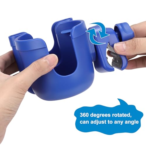 Accmor Stroller Cup Holder with Phone Holder, Bike Cup Holder, Universal Cup Holder for Uppababy Nuna Doona Strollers, 2-in-1 Cup Holder for Walker, Wheelchair, Scooter - color: All Dark Blue