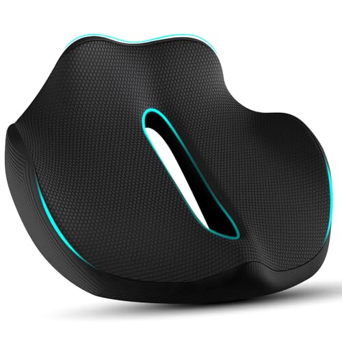 Ergonomic Seat Cushion for Office Chair &Car-Advanced Memory Foam Coccyx Pillow for Tailbone,Sciatica &Lower Back Pain Relief-Non-Slip Desk Chair Pad for Long Sitting,Posture Support-Black