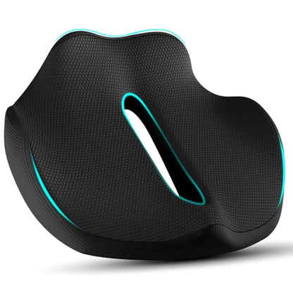 Ergonomic Seat Cushion for Office Chair &Car-Advanced Memory Foam Coccyx Pillow for Tailbone,Sciatica &Lower Back Pain Relief-Non-Slip Desk Chair Pad for Long Sitting,Posture Support-Black
