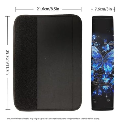 Dreaweet Blue Butterfly Seat Belt Cover Pad Cute Car Accessories for Women Girly,Soft Seatbelt Covers 2 Pcs Car Seat Belt Covers Shoulder Strap Pad - color: Blue Butterfly