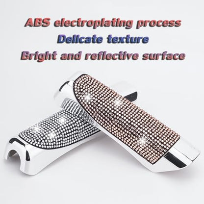 Car Handbrake Cover Bling Diamond Handbrake Housing, Cars Shift Gear Handbrake Covers, Rhinestone Handbrake Shell Pull Handle Protective Collars for Most Cars - color: blue