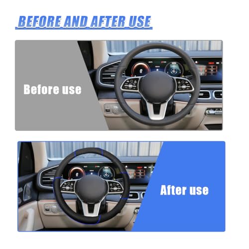15 Inch Leather Car Steering Wheel Cover, Breathable Anti-Slip Automotive Steering Wheel Protector Accessories, Soft Comfortable Car Interior Decoration for SUV, Truck (Blue)