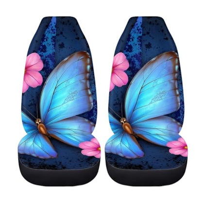 Pehede Car Seat Cover Blue Glowing Butterfly Front for Cars, Easy to Install Cover Set, Accessories Auto Trucks Van SUV,2 Packs - color: Multi04