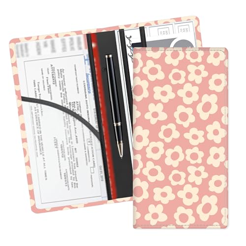 Leather Car Registration and Insurance Card Holder, Cute Car Accessories Vehicle Glove Box Car Organizer for Documents, Cards, License Pink Cute Flowers - color: Pink Cute Flowers