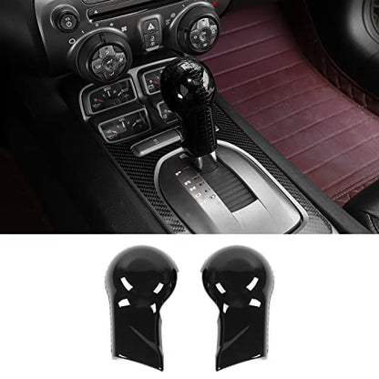 Jimen Compatible with Chevrolet Camaro 2010-2015, Center Console Gear Shift Knob Cover Trim (Black)