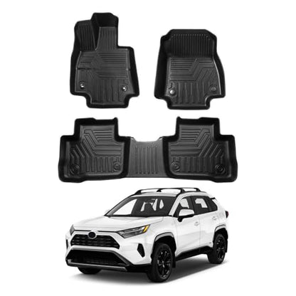 Floor Mats for 2019-2024 2025 Toyota RAV4 Accessories All Weather Floor Liner 3D TPO 1st & 2nd Row Floor Mat Heavy-Duty Floor Liners(FIT All Models) - size: 14)Toyota RAV4｜19-25｜1st & 2nd Row