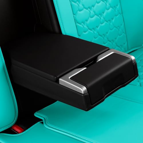 INZU Cute Cartoon Rabbit Comfortable Car Seat Covers with Waterproof PU Leather Suitable for Most 5 Seats Cars SUV and Pick-up Truck Universal Fit Set (Blue & Green) - color: Blue & Green
