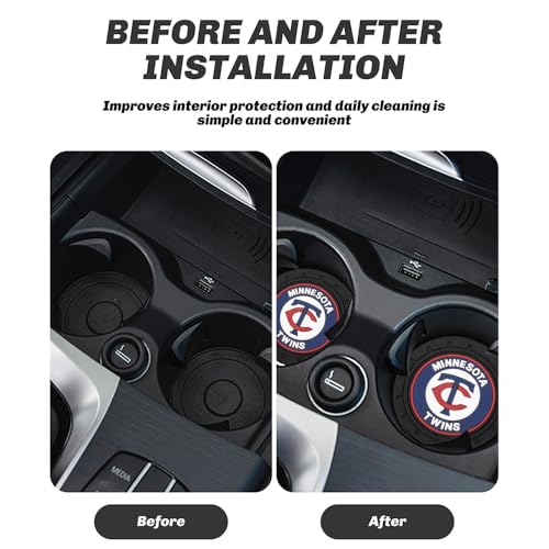 Baseball Fans Car Cup Holder Coasters for Minnesota Twins Fans, 2 Pack Twins Silicone Non-Slip Cup Mats, 2.75" Car Cup Holder Inserts for Auto Interior - color: dTw166ins