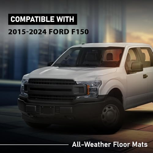 G-PLUS Cargo Liner Compatible with Ford F150 Super Crew 2015-2025(Fit 22-24 Lightning Models) All Weather Full Cover Protection Front Row TPE Floor Liners Accessories 2PCS - size: Fit Ford F150 2015-2025 | Super Crew | 2PCS