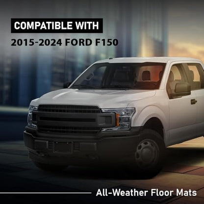 G-PLUS Cargo Liner Compatible with Ford F150 Super Crew 2015-2025(Fit 22-24 Lightning Models) All Weather Full Cover Protection Front Row TPE Floor Liners Accessories 2PCS - size: Fit Ford F150 2015-2025 | Super Crew | 2PCS