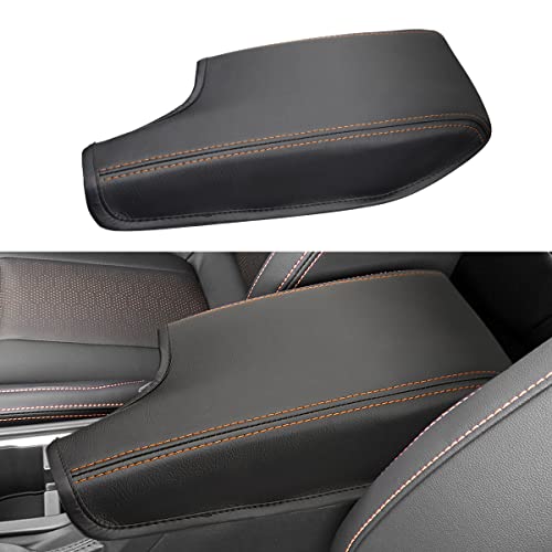 INTGET Car Center Console Armrest Cover for Subaru Crosstrek Accessories 2018 2019 2020 2021 2022 2023 Impreza 2017-2023 Leather Arm Rest Box Lid Middle Console Cover Seat Protector(Orange Stitches) - color: Black with orange stitches