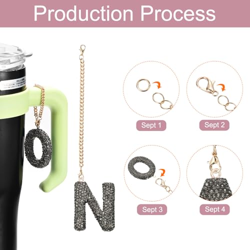 MECCANIXITY Bling Car Letter Charm, Initial N Letter Interior Car Rear View Mirror Decoration Hanging Crystal Ornaments for Women Bags Water Cup DIY Craft, Gray - style: N Letter