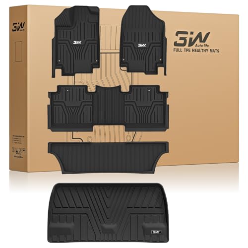 3W Floor Mats & Cargo Liner Fit for Honda Odyssey 2018-2025 2026 Mini Passenger Van, All Weather TPE Floor Liners 1st 2nd & 3rd Rows Car Mats and Trunk Liner Odyssey Car Accessories, Black - size: 1. Odyssey|18-26|Floor Mats & Cargo Liner
