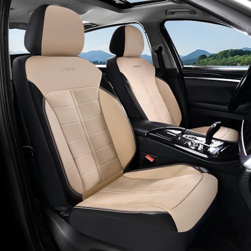 Coverado Seat Cover, Car Seat Cover Front Seats, 3D Air Mesh Breathable Seat Protectors Sports Carbon Fiber Design Airbag Compatible Comfort Universal for Most Cars, Van,Trucks, SUV, Beige - color: Beige, size: Front